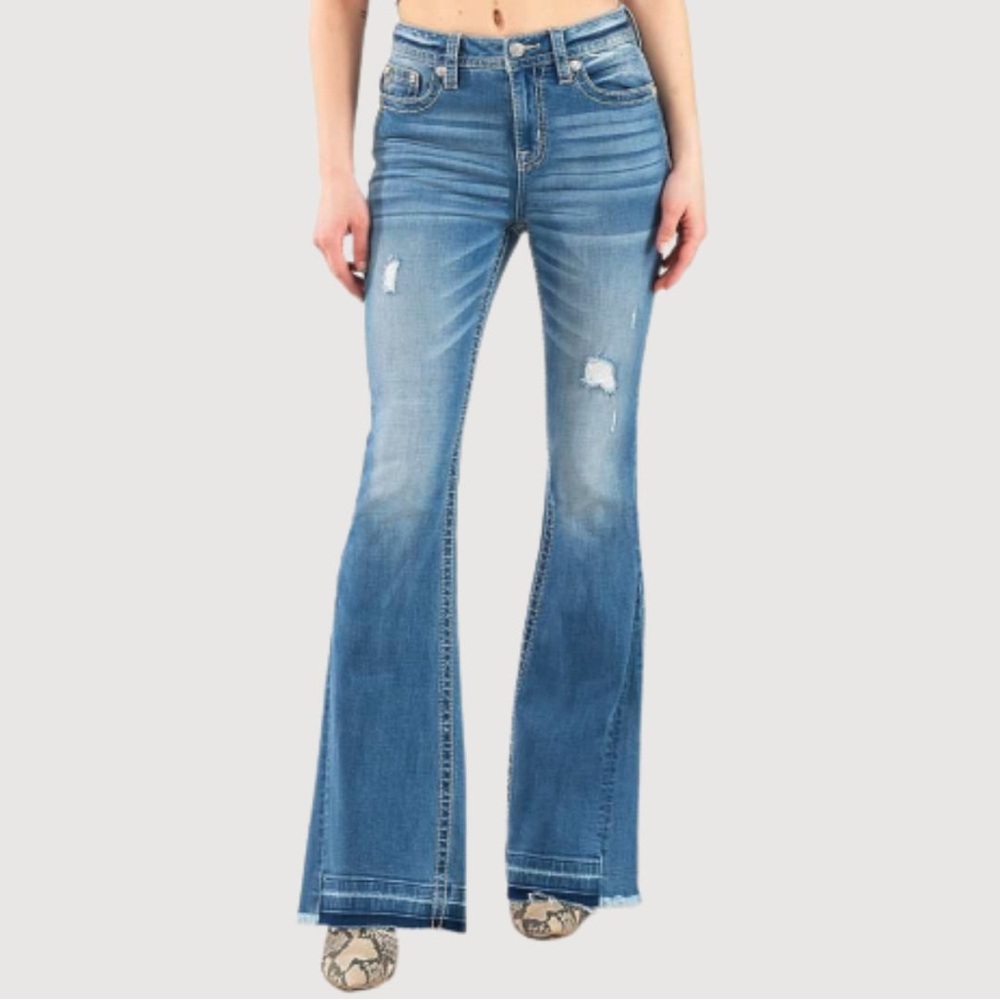 Women's Blue Flared High Rise Jeans